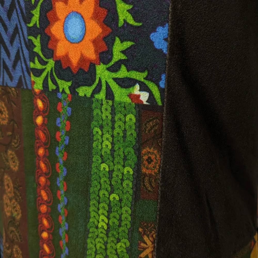 Desigual colorful patchwork pattern short sleeve dress L - Picture 3 of 9